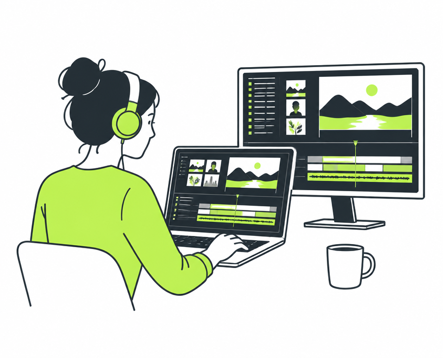 An editor retouching and grading footage by hand